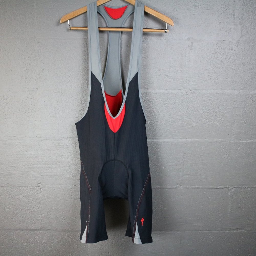 SPECIALIZED Large BG RBX COMP Padded Bib Shorts Form Fit Black White Red